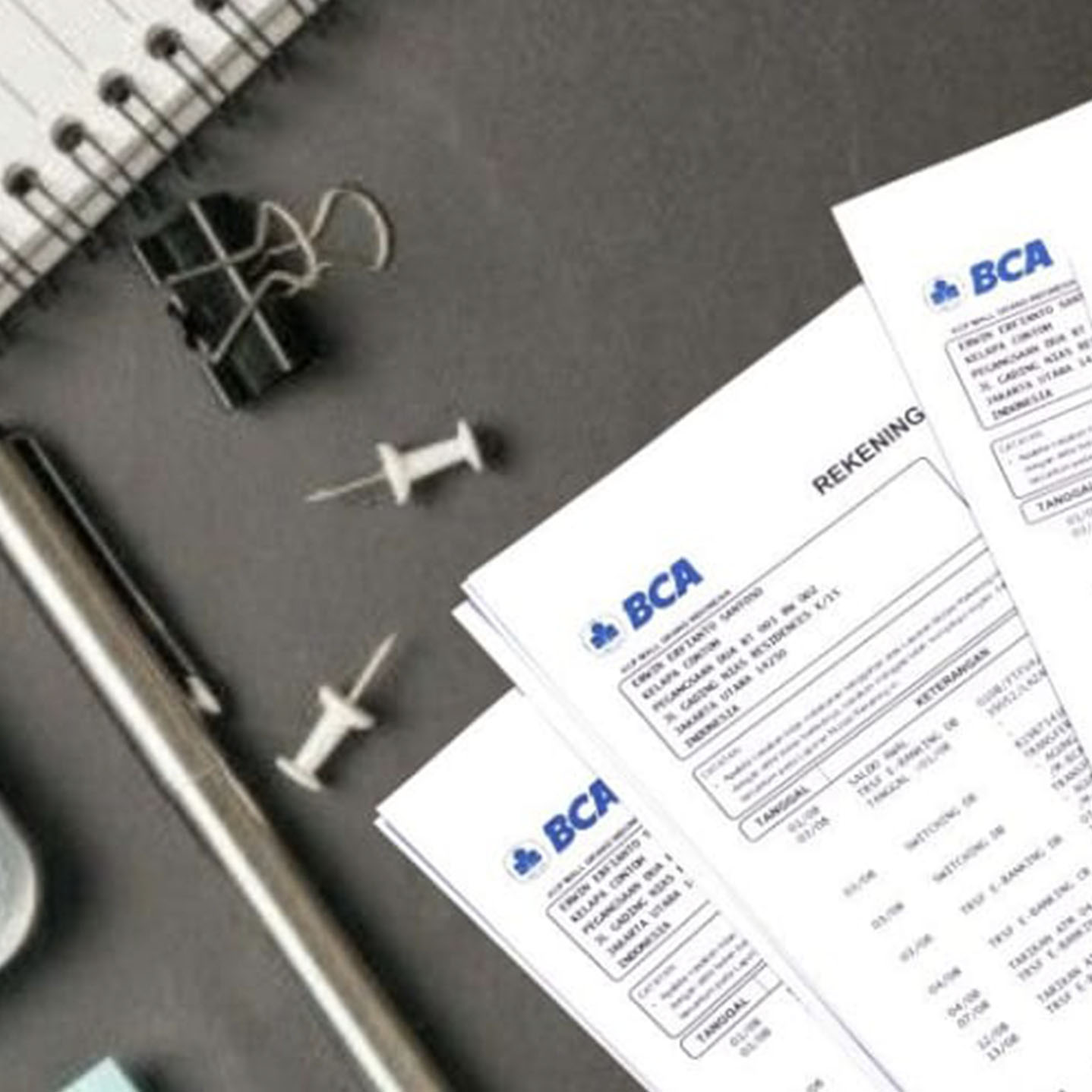 Gambar rekening koran bulanan yang jelas dan terbaca